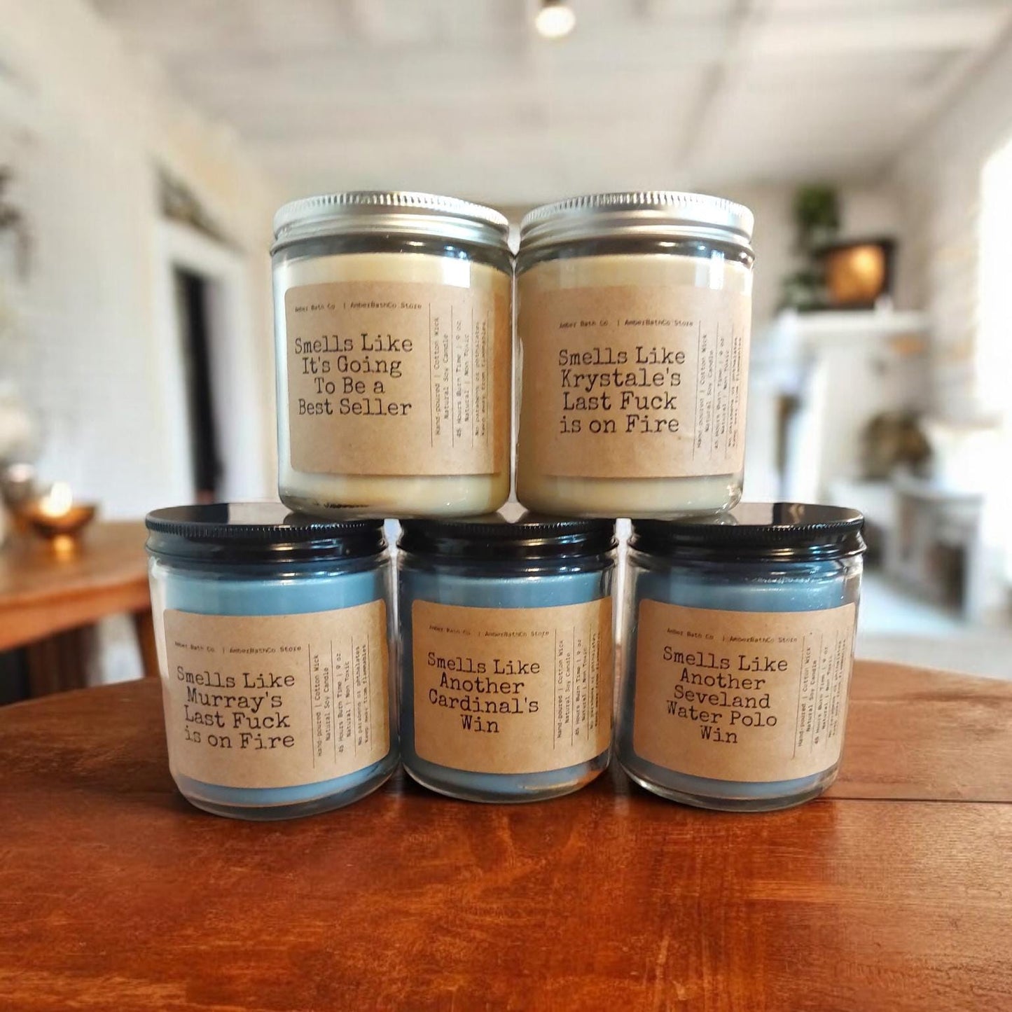 personalized soy candles natural setting