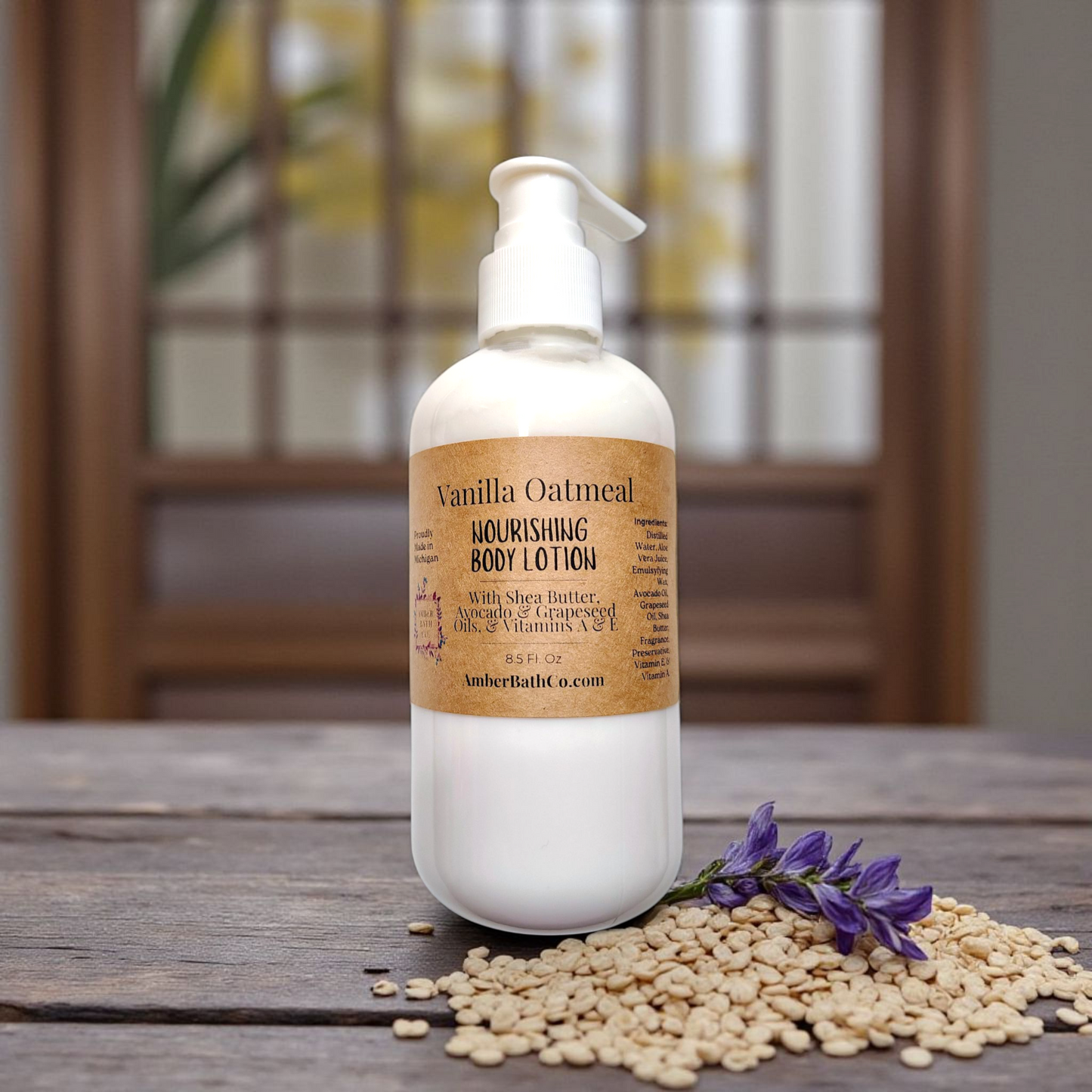 Vanilla Oatmeal Body Lotion - 8.5 oz. Pump - With Shea Butter, Avocado, & Grapeseed