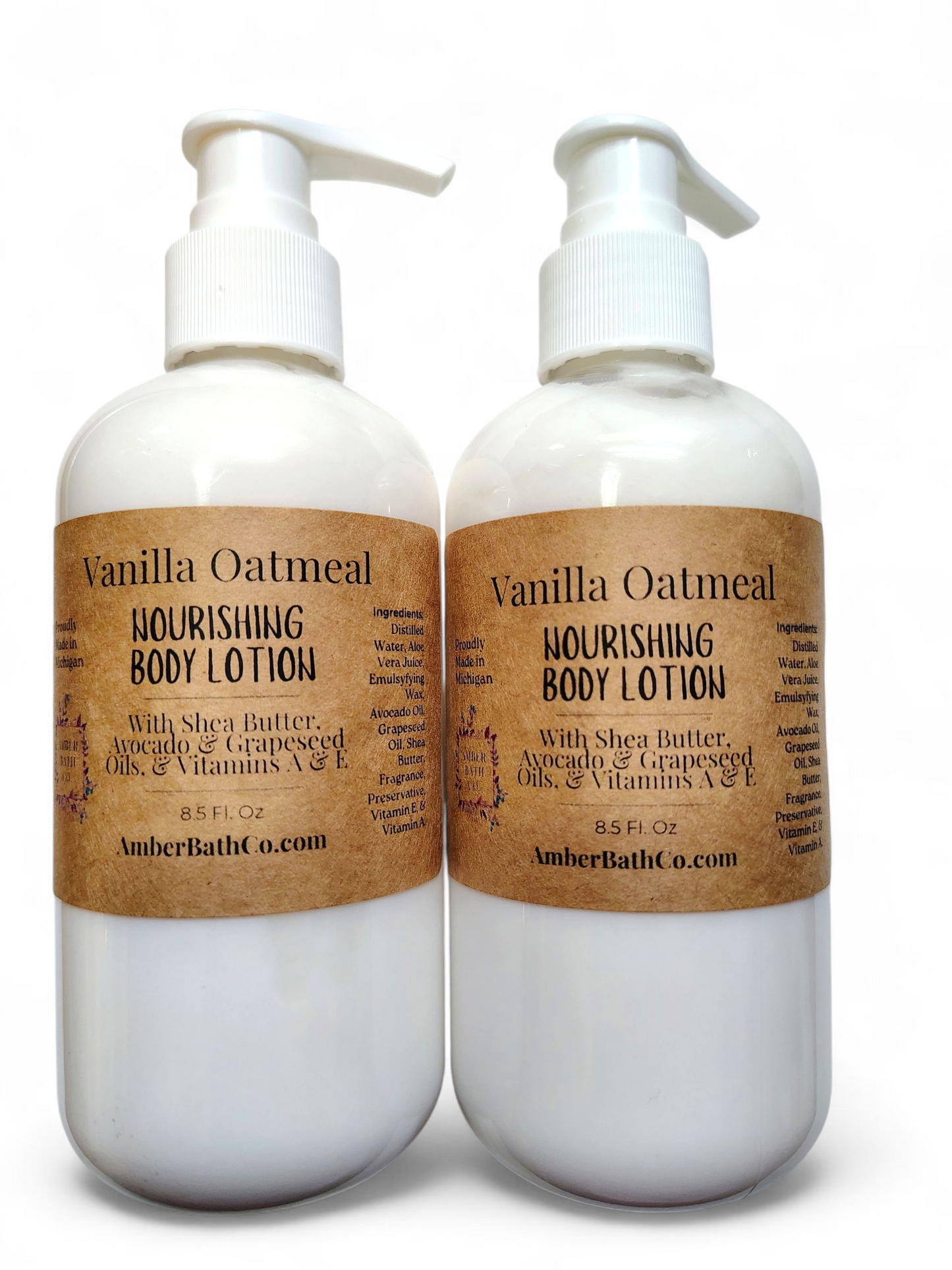 Vanilla Oatmeal Body Lotion - 8.5 oz. Pump - With Shea Butter, Avocado, & Grapeseed