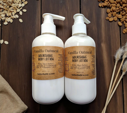 Vanilla Oatmeal Body Lotion - 8.5 oz. Pump - With Shea Butter, Avocado, & Grapeseed