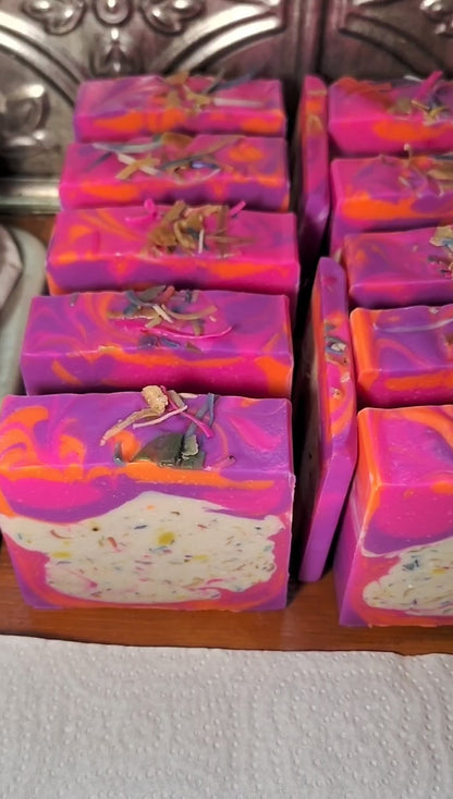 Confetti Clouds (Violet + Mint) | Tallow + Goat's Milk Soap
