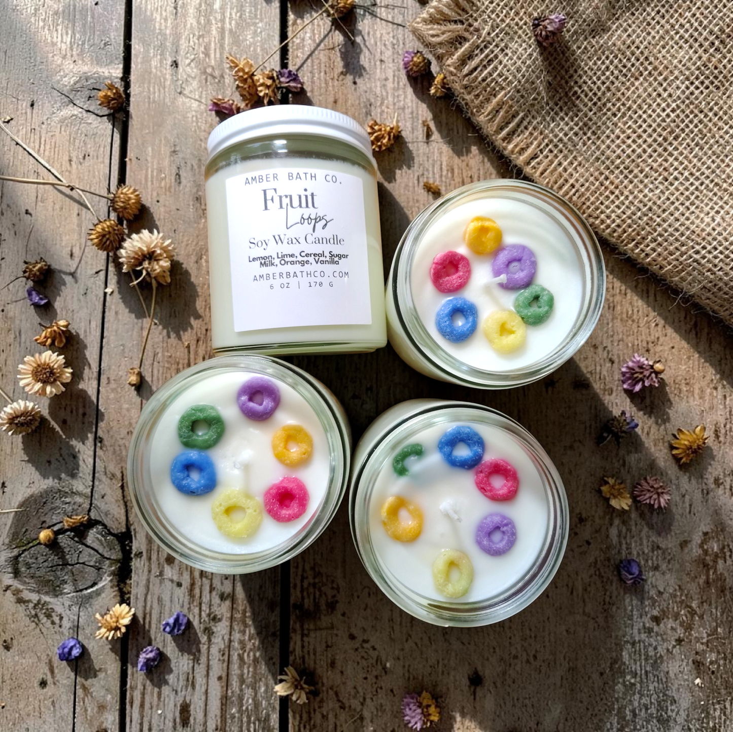 Fruit Loops Soy Wax Candle | 6 oz | With Wax Embeds