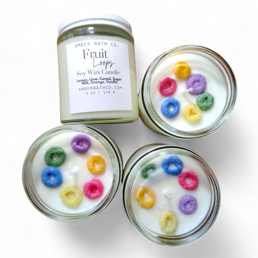 Fruit Loops Soy Wax Candle | 6 oz | With Wax Embeds
