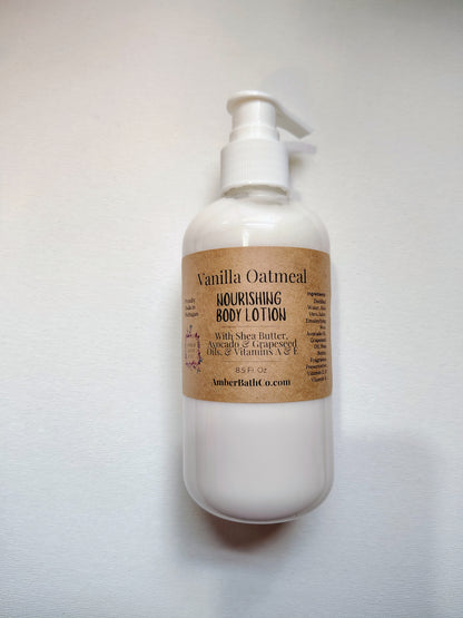 Vanilla Oatmeal Body Lotion - 8.5 oz. Pump - With Shea Butter, Avocado, & Grapeseed