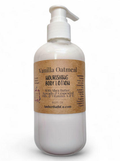 Vanilla Oatmeal Body Lotion - 8.5 oz. Pump - With Shea Butter, Avocado, & Grapeseed