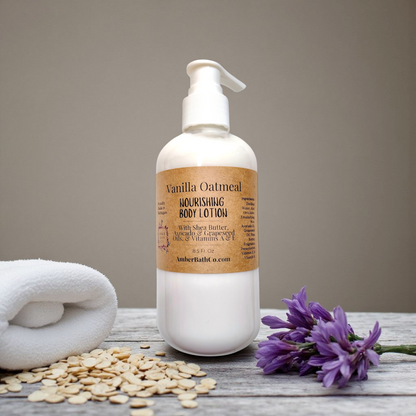 Vanilla Oatmeal Body Lotion - 8.5 oz. Pump - With Shea Butter, Avocado, & Grapeseed