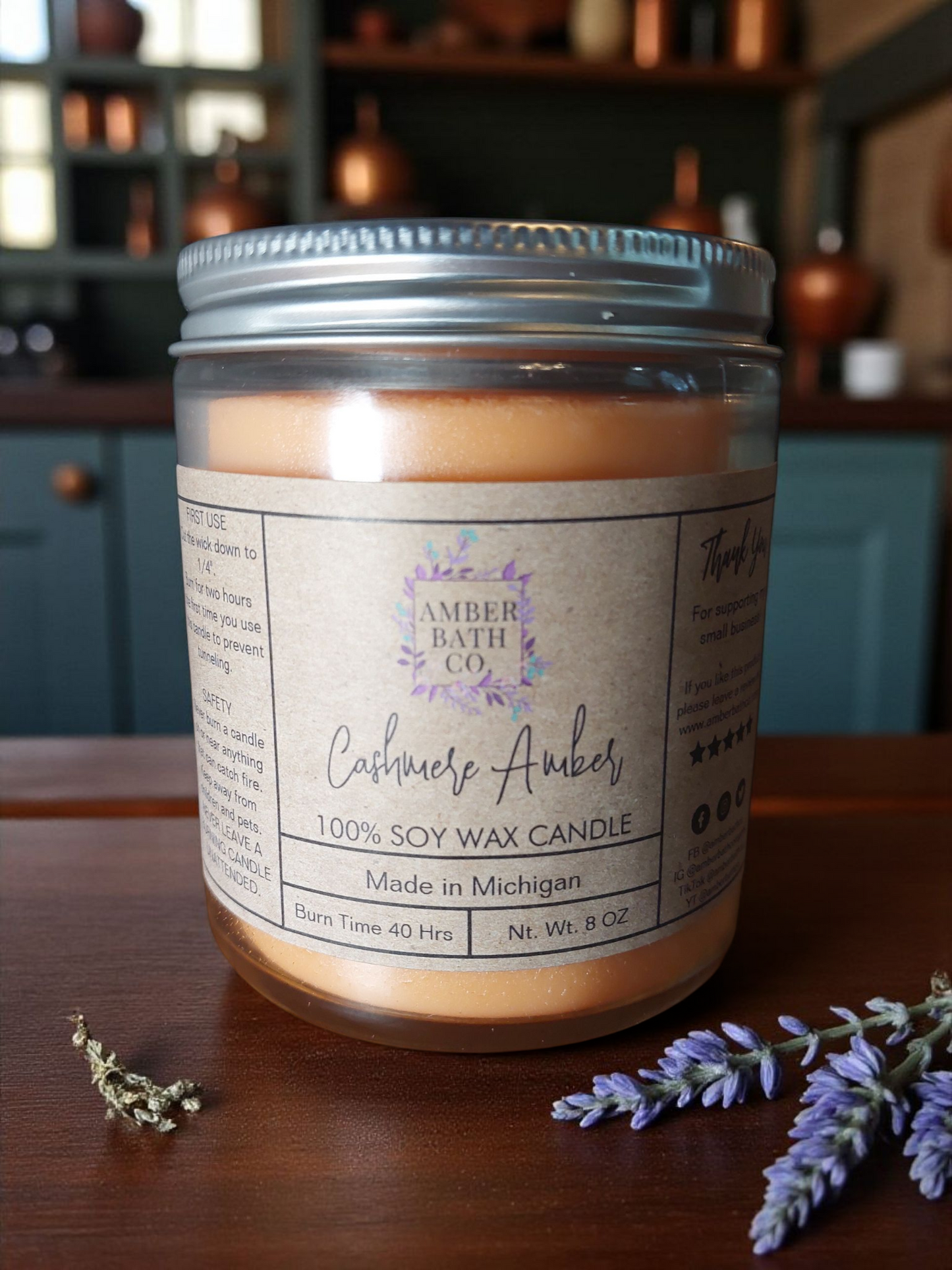 Cashmere Amber Soy Candle | 8 oz.