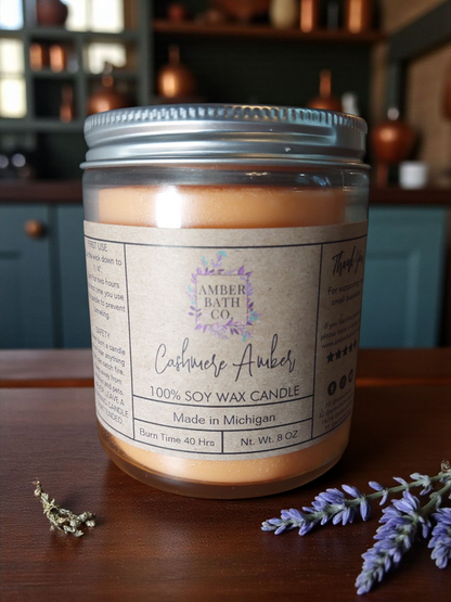 Cashmere Amber Soy Candle | 8 oz.