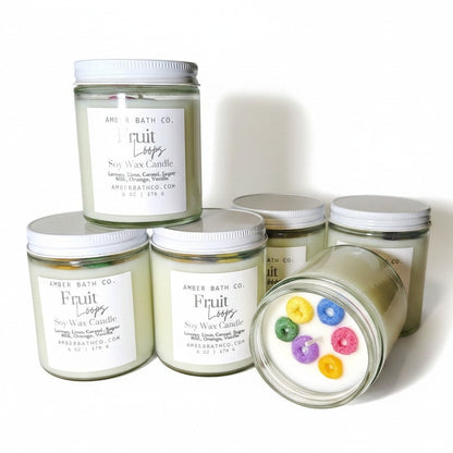 Fruit Loops Soy Wax Candle | 6 oz | With Wax Embeds