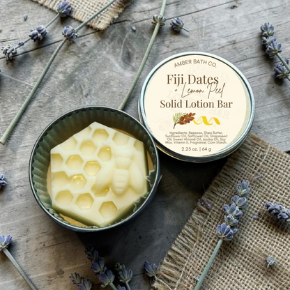 Fiji Dates + Lemon Peel Solid Lotion Bar | 2.25 oz.