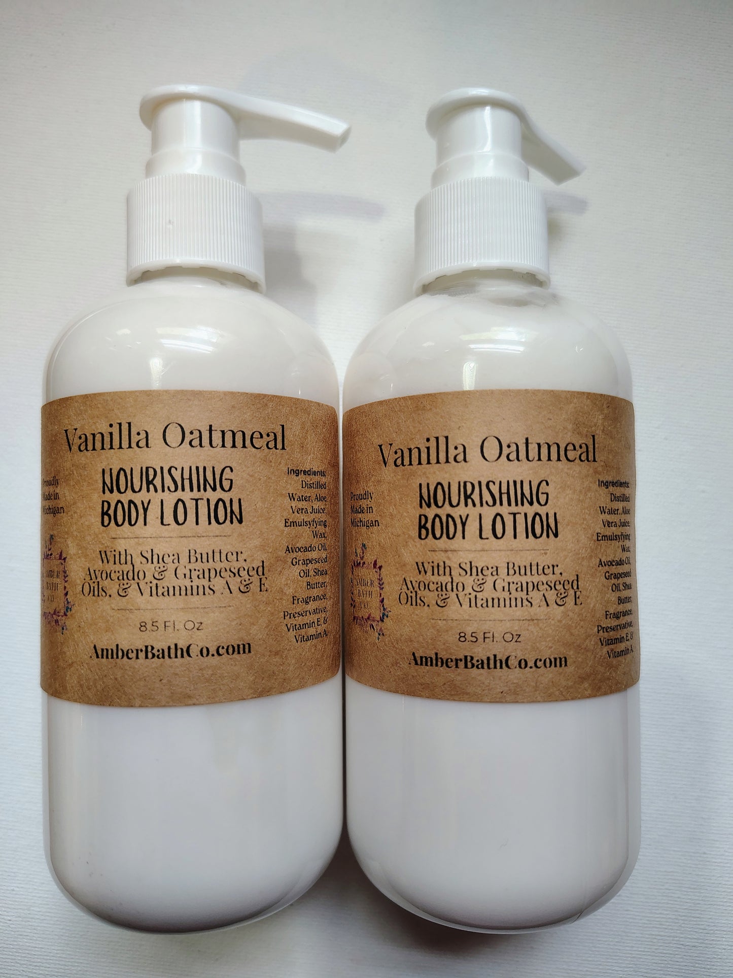 Vanilla Oatmeal Body Lotion - 8.5 oz. Pump - With Shea Butter, Avocado, & Grapeseed