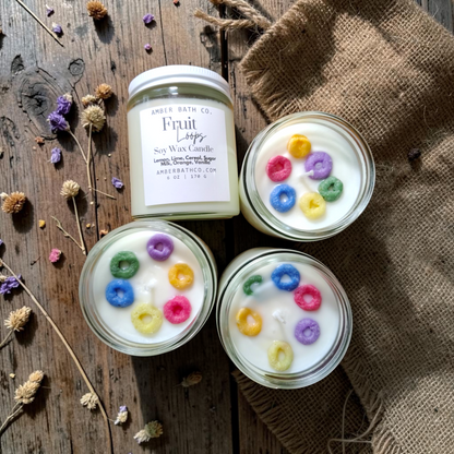 Fruit Loops Soy Wax Candle | 6 oz | With Wax Embeds
