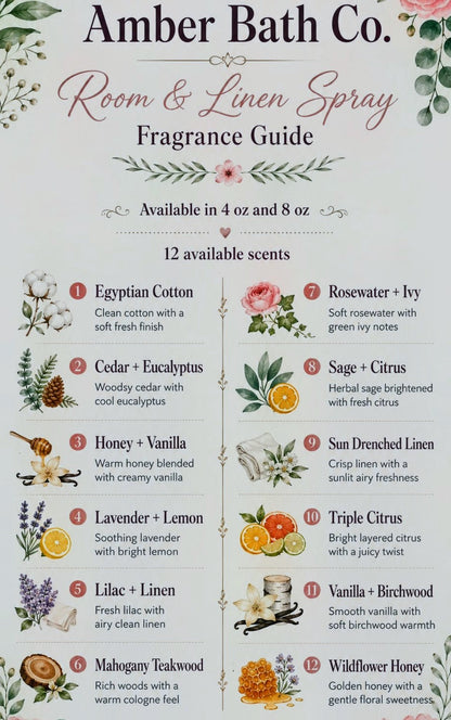 Room & Linen Spray | 4 oz & 8 oz | Choice of Scent