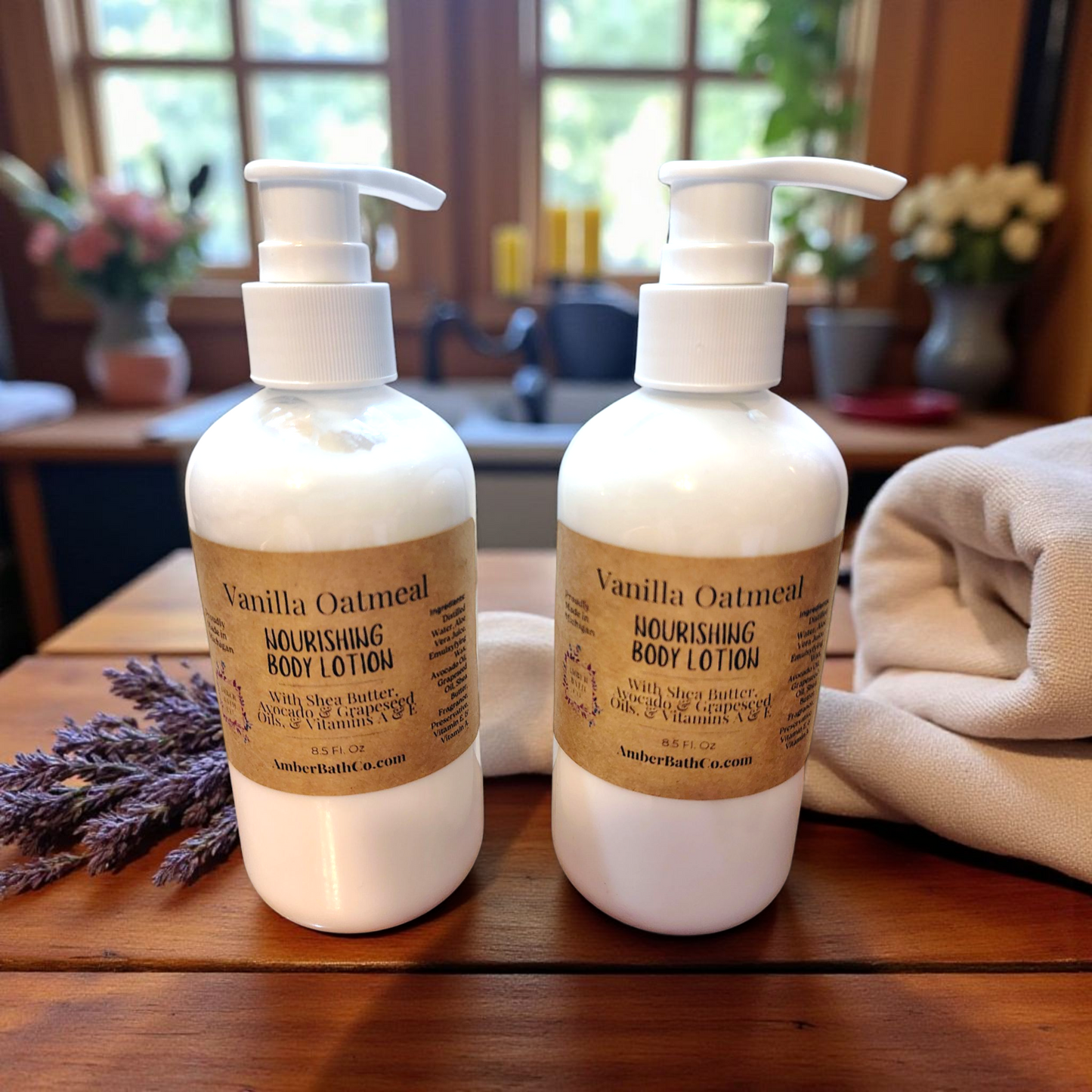 Vanilla Oatmeal Body Lotion - 8.5 oz. Pump - With Shea Butter, Avocado, & Grapeseed
