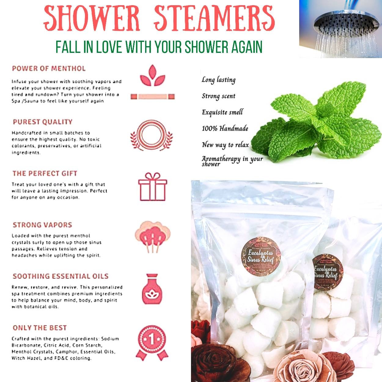 Menthol Shower Steamers - Amber Bath Co.