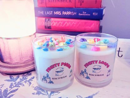 10 oz Cereal Candles, Candle Fruity Pebbles, Fruit Loop Candle