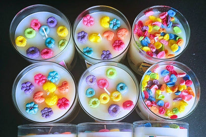 10 oz Cereal Candles, Candle Fruity Pebbles, Fruit Loop Candle